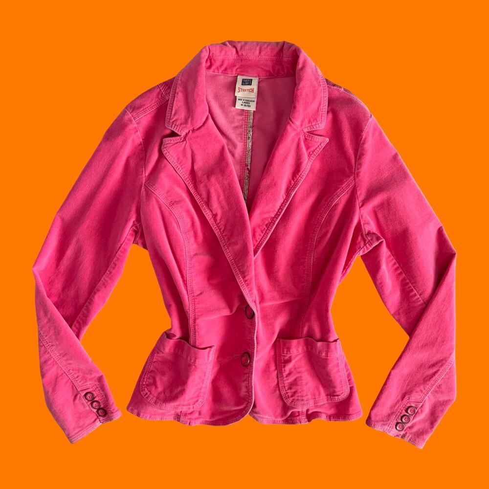 00's vintage hot pink velour barbiecore preppy y2k blazer M faded glory